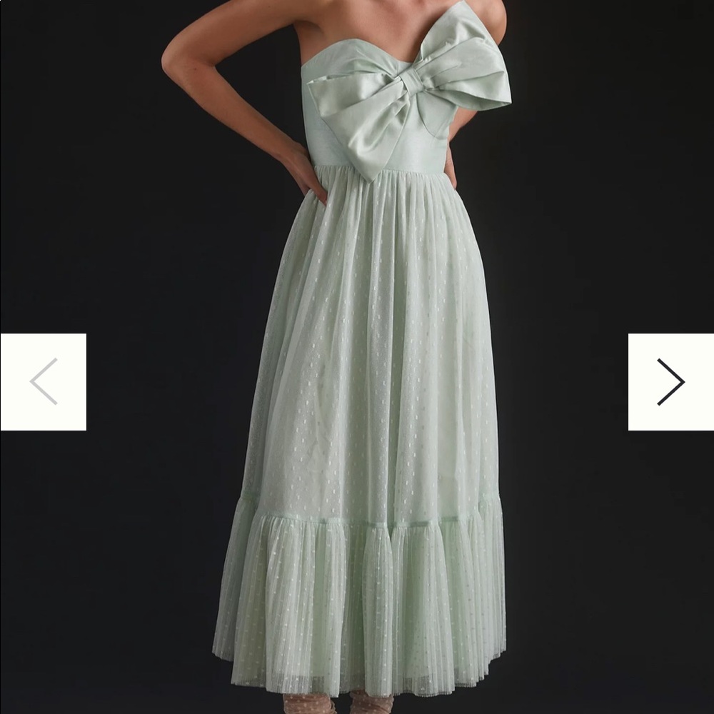 Anthropologie Hutch Green Bow Dress. Size 2.